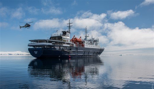 Hubschrauberlandung auf der Ortelius Antarktis