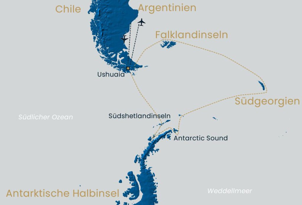 Reisekarte Antarktis